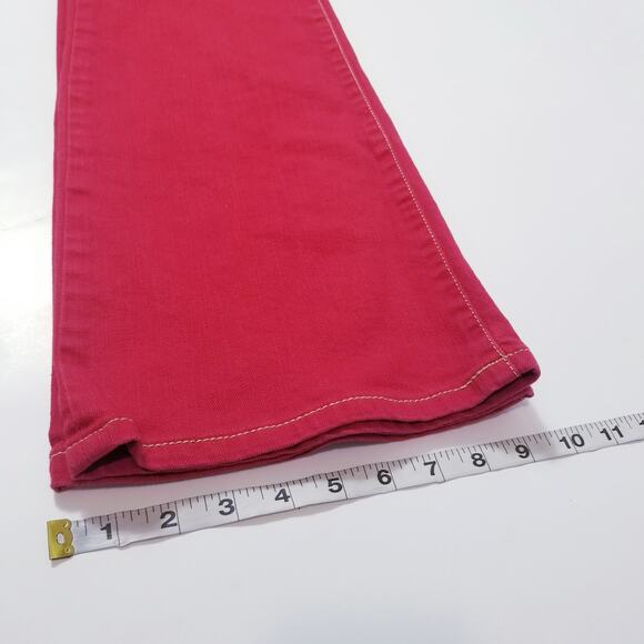 Y2K Chip & Pepper C7P Laguna Beach Flare Red Denim Wide Leg Low Rise - Picture 10 of 13